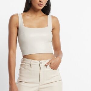 EXPRESS Faux Leather Cropped Tank Top